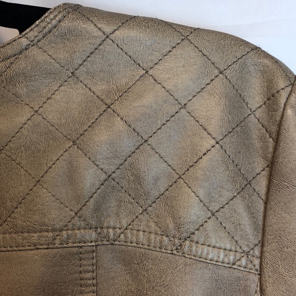 Alfani Vegan Leather Stone Colored Moto Jacket - Picture 6 of 7